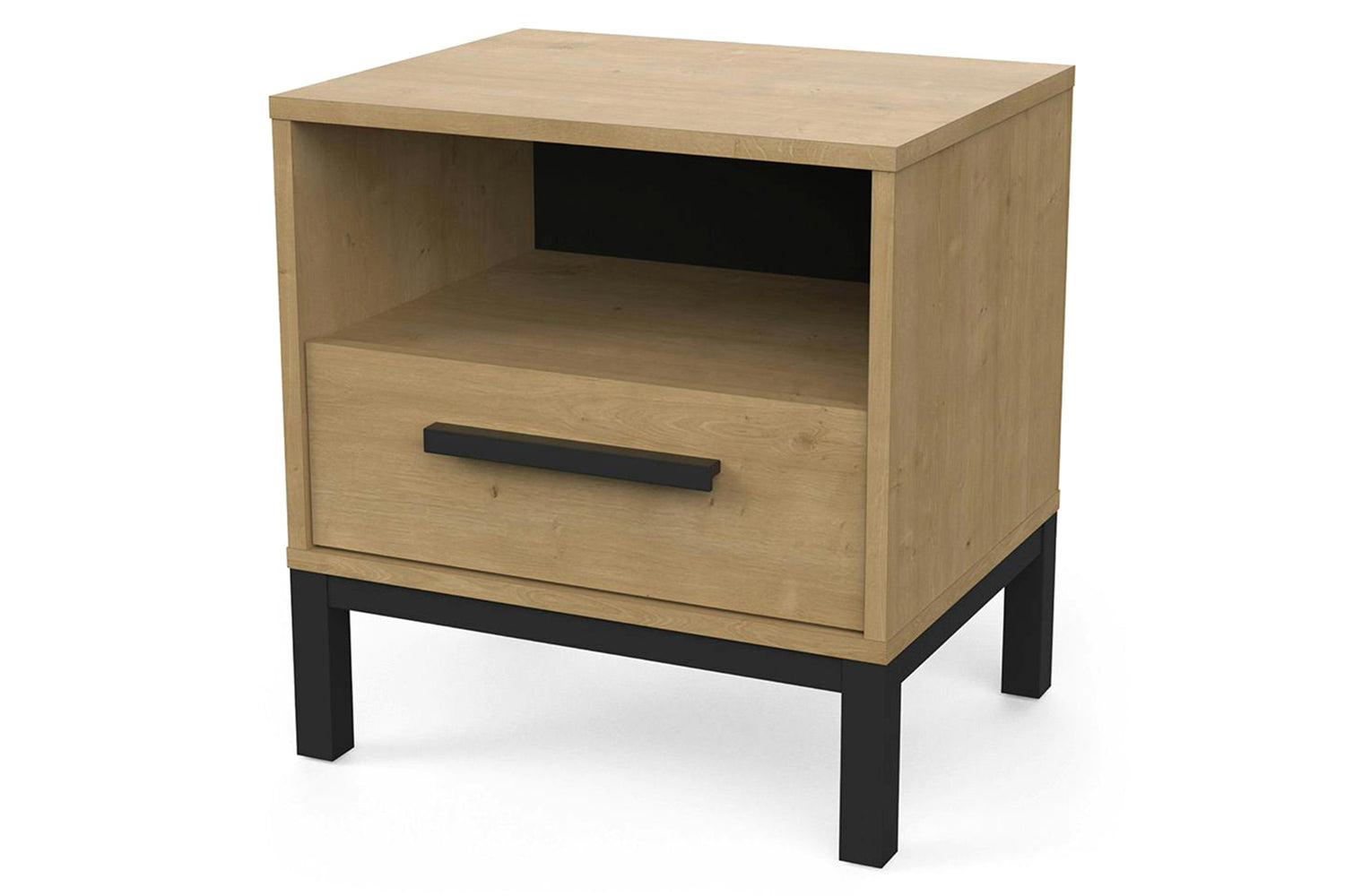 Craft Bedside Table | 1 Drawer | Black/Oak Effect-6
