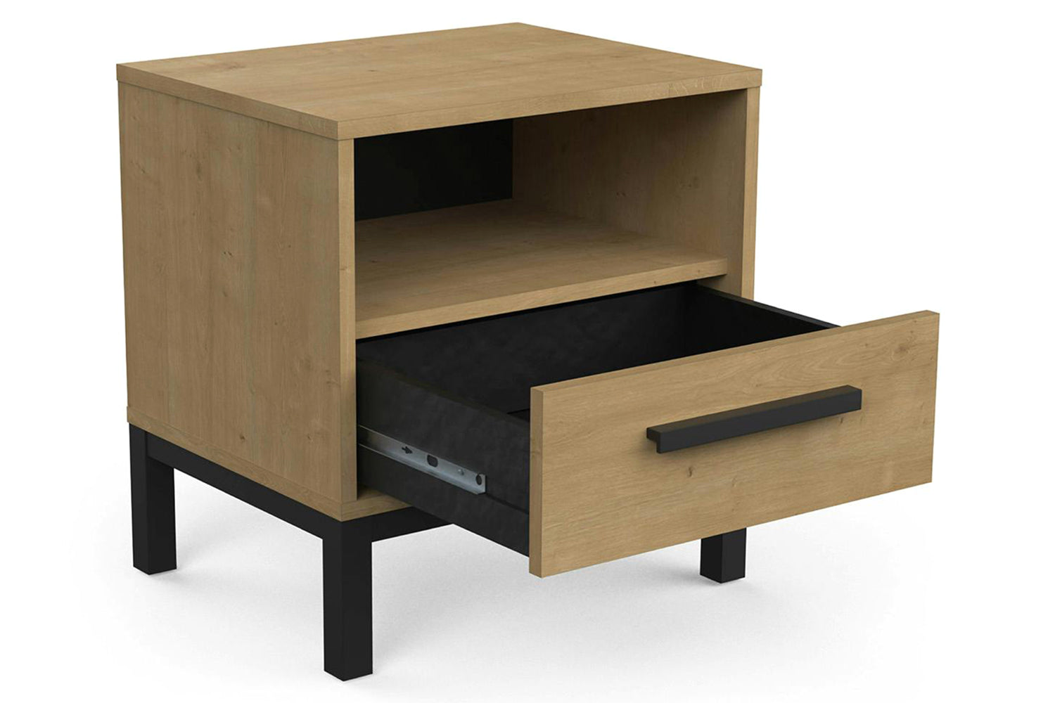 Craft Bedside Table | 1 Drawer | Black/Oak Effect-7