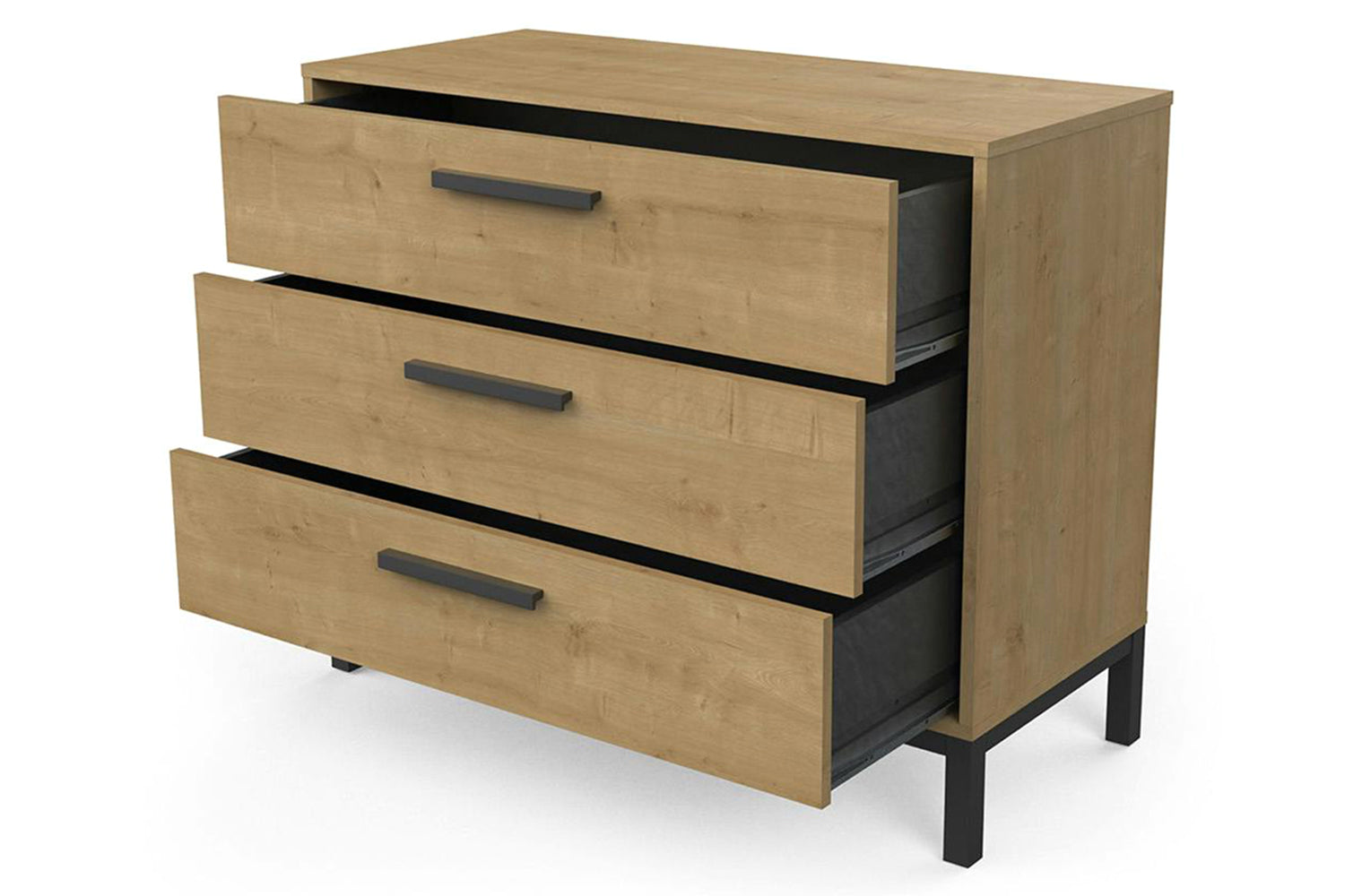 Craft Chest of Drawer | 3 Drawer | Black/Oak Effect-7