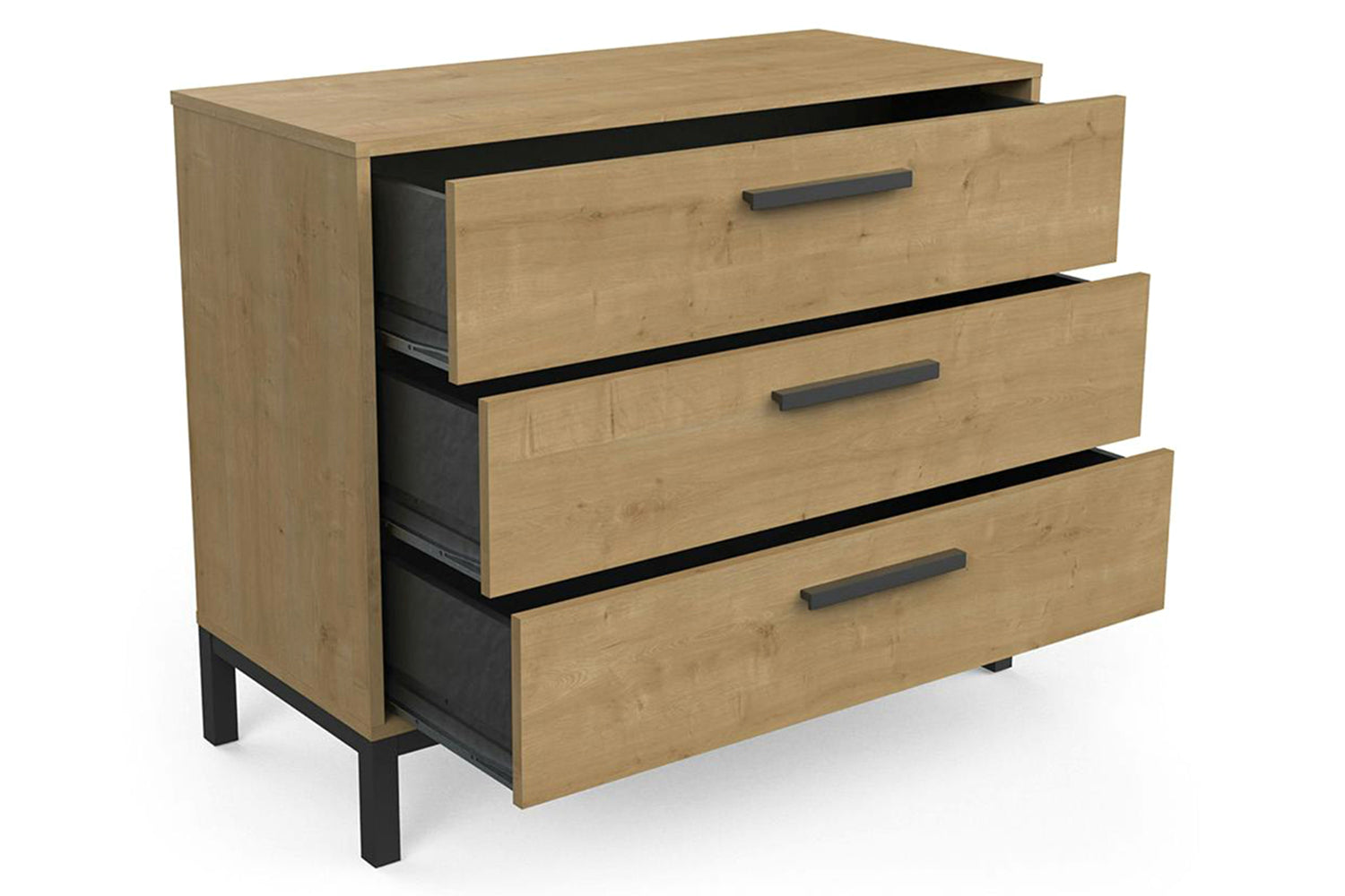 Craft Chest of Drawer | 3 Drawer | Black/Oak Effect-6