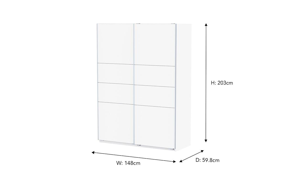 Blokty Sliding Door Wardrobe | 2 Doors | White | 1.5m-3