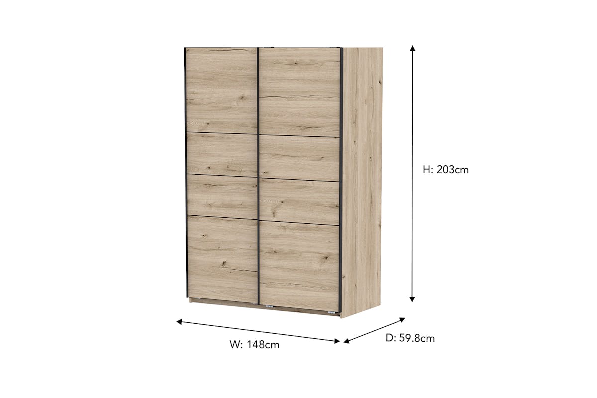 Blokty Sliding Door Wardrobe | 2 Doors | Oak Effect | 1.5 m-3