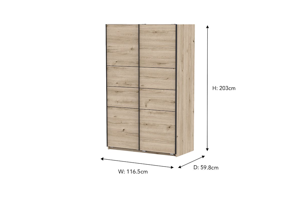 Blokty Sliding Door Wardrobe | 2 Doors | Oak Effect | 1.2m-3