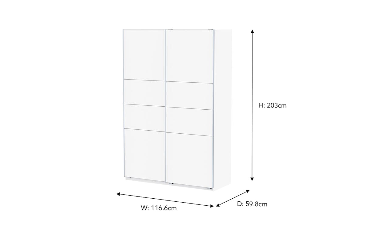 Blokty Sliding Door Wardrobe | 2 Doors | White | 1.2m-3