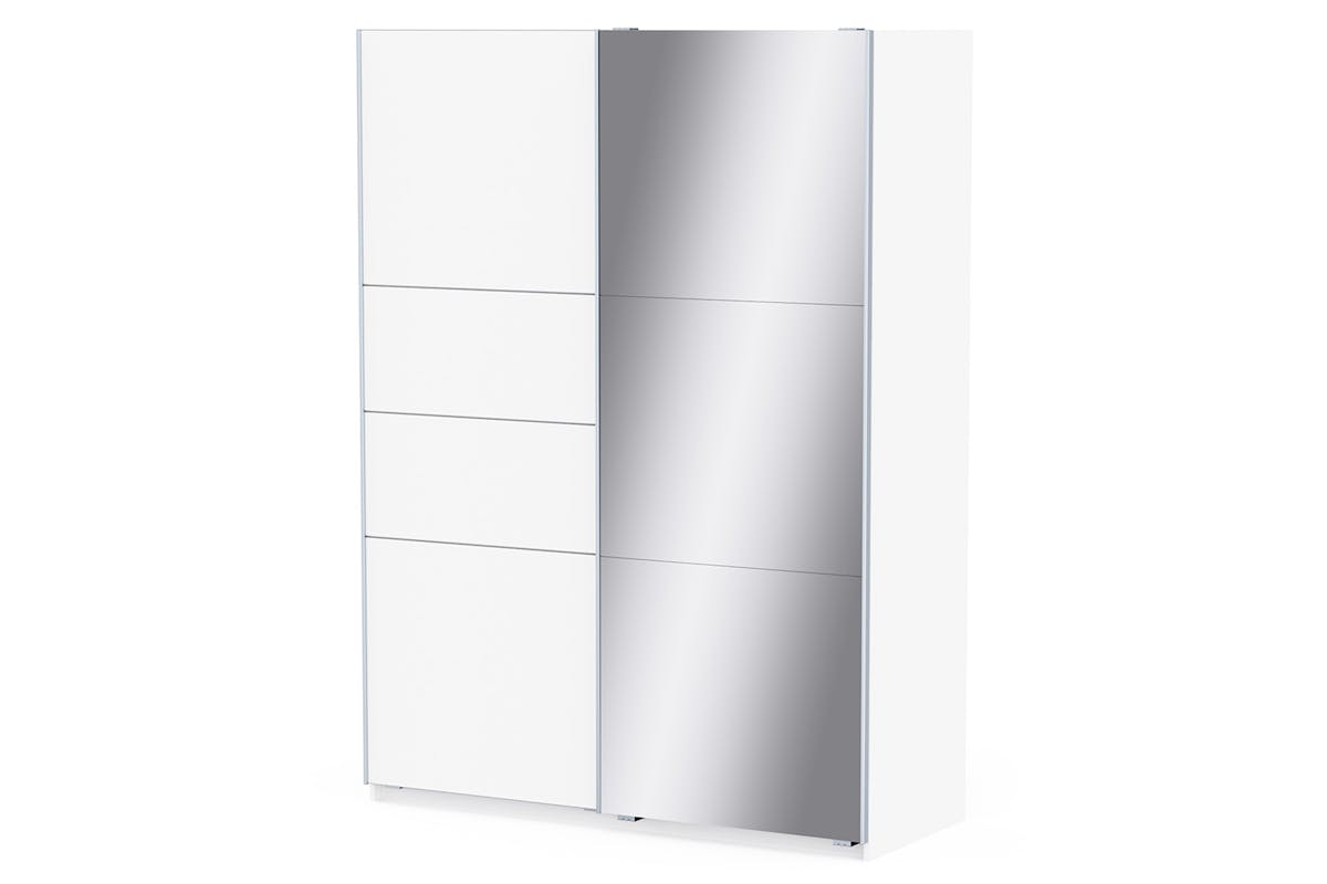 Blokty Sliding Door Wardrobe with Mirror | 2 Doors | White | 1.5 m-4