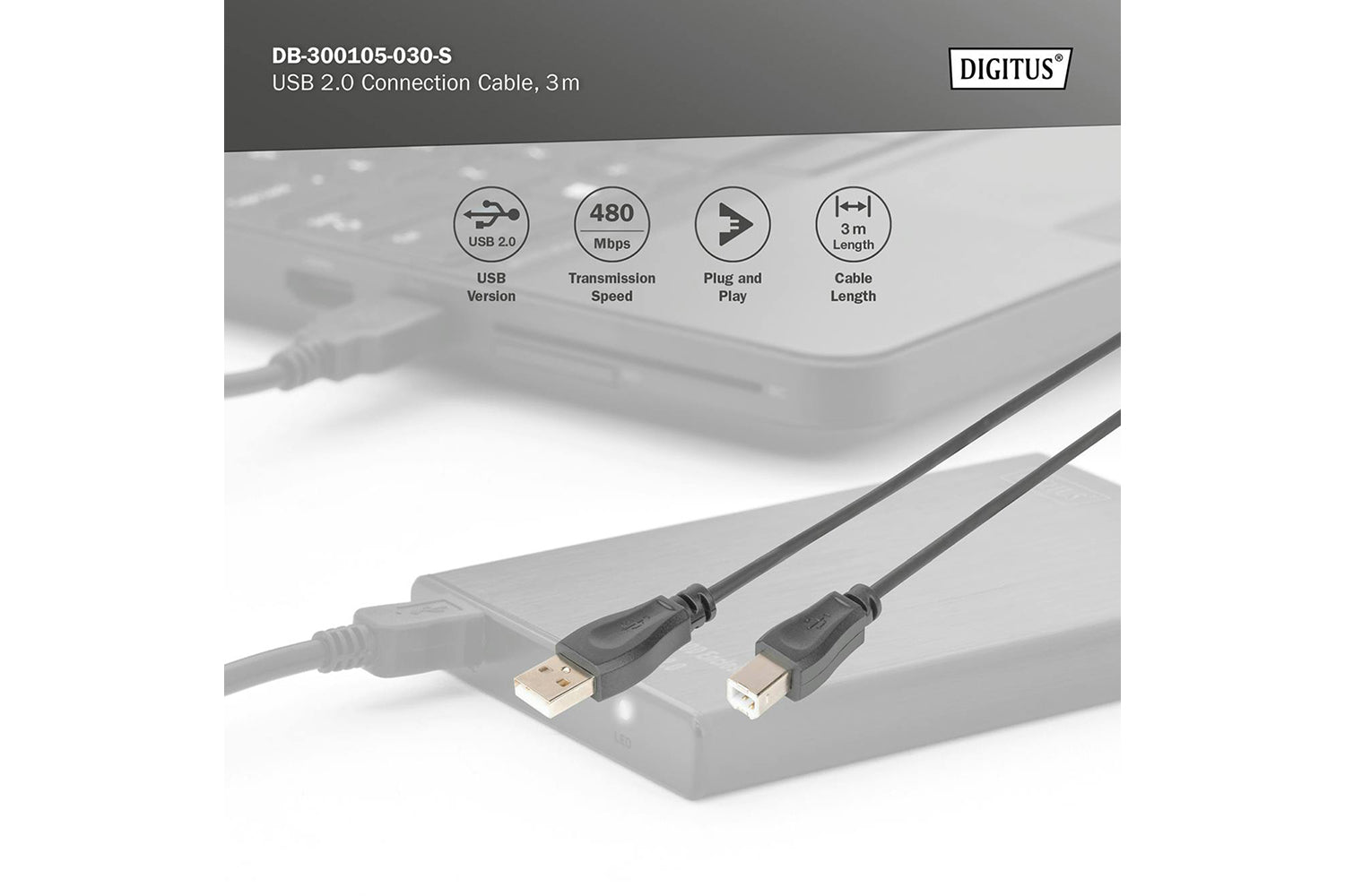 Digitus Mini USB 2.0 Connection Cable | 3M-3