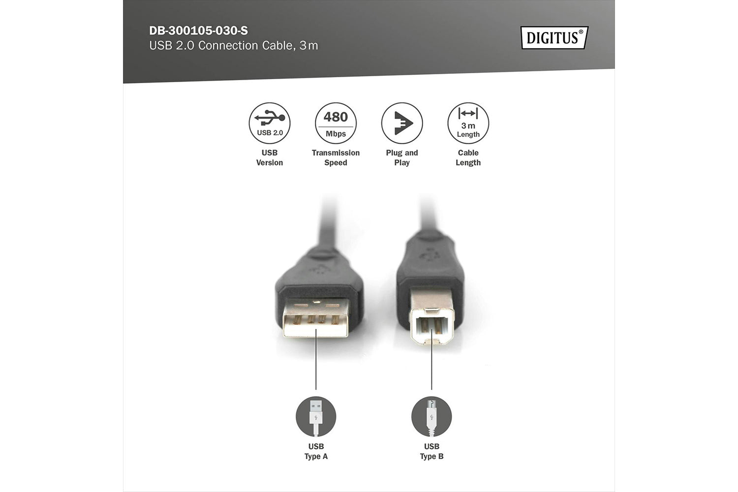 Digitus Mini USB 2.0 Connection Cable | 3M-5