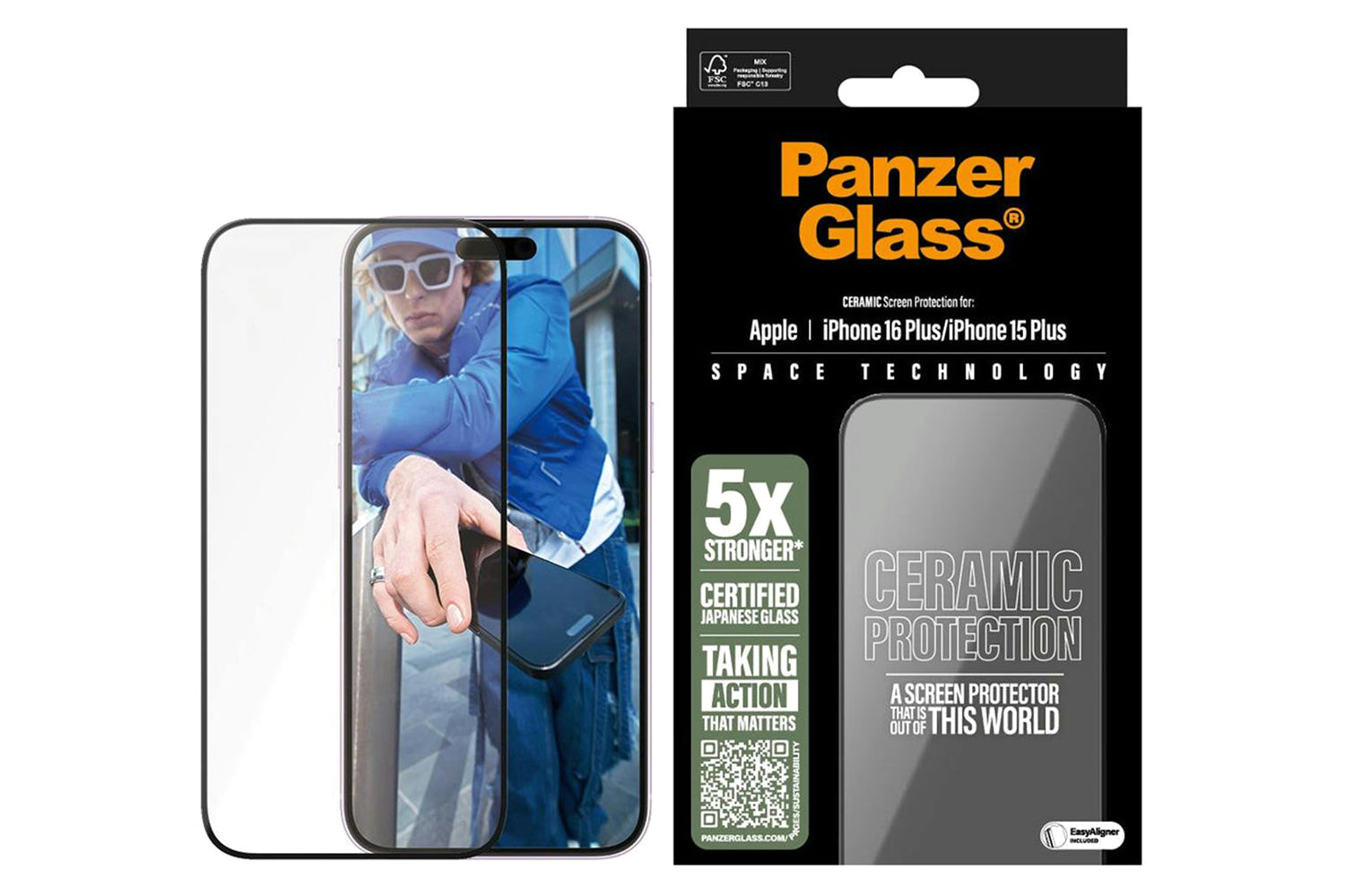 PanzerGlass iPhone 16 Plus & 15 Plus Ultra-Wide Fit Ceramic Screen Protector-2