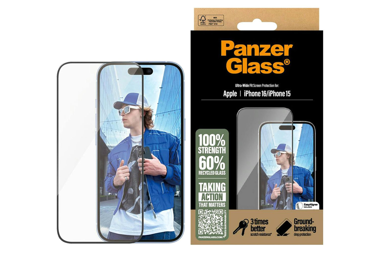 PanzerGlass iPhone 16 & 15 Ultra-Wide Fit Screen Protector-2