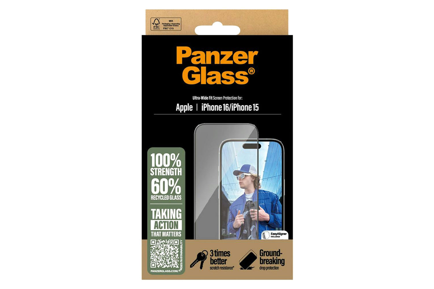 PanzerGlass iPhone 16 & 15 Ultra-Wide Fit Screen Protector-3
