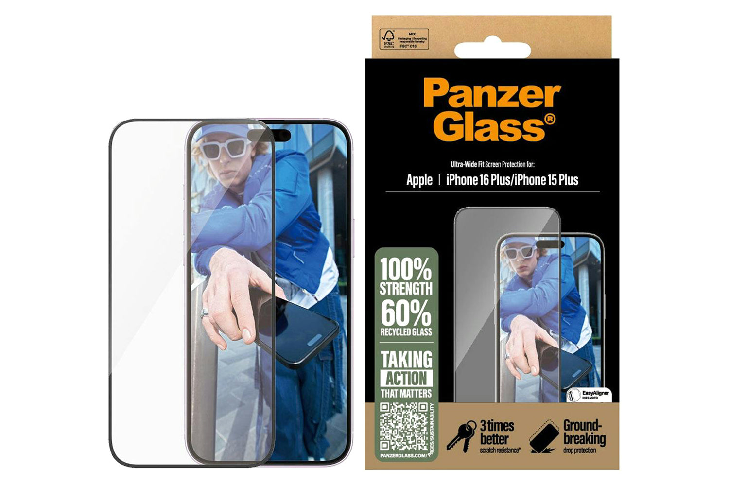 PanzerGlass iPhone 16 Plus & 15 Plus Ultra-Wide Fit Screen Protector-2