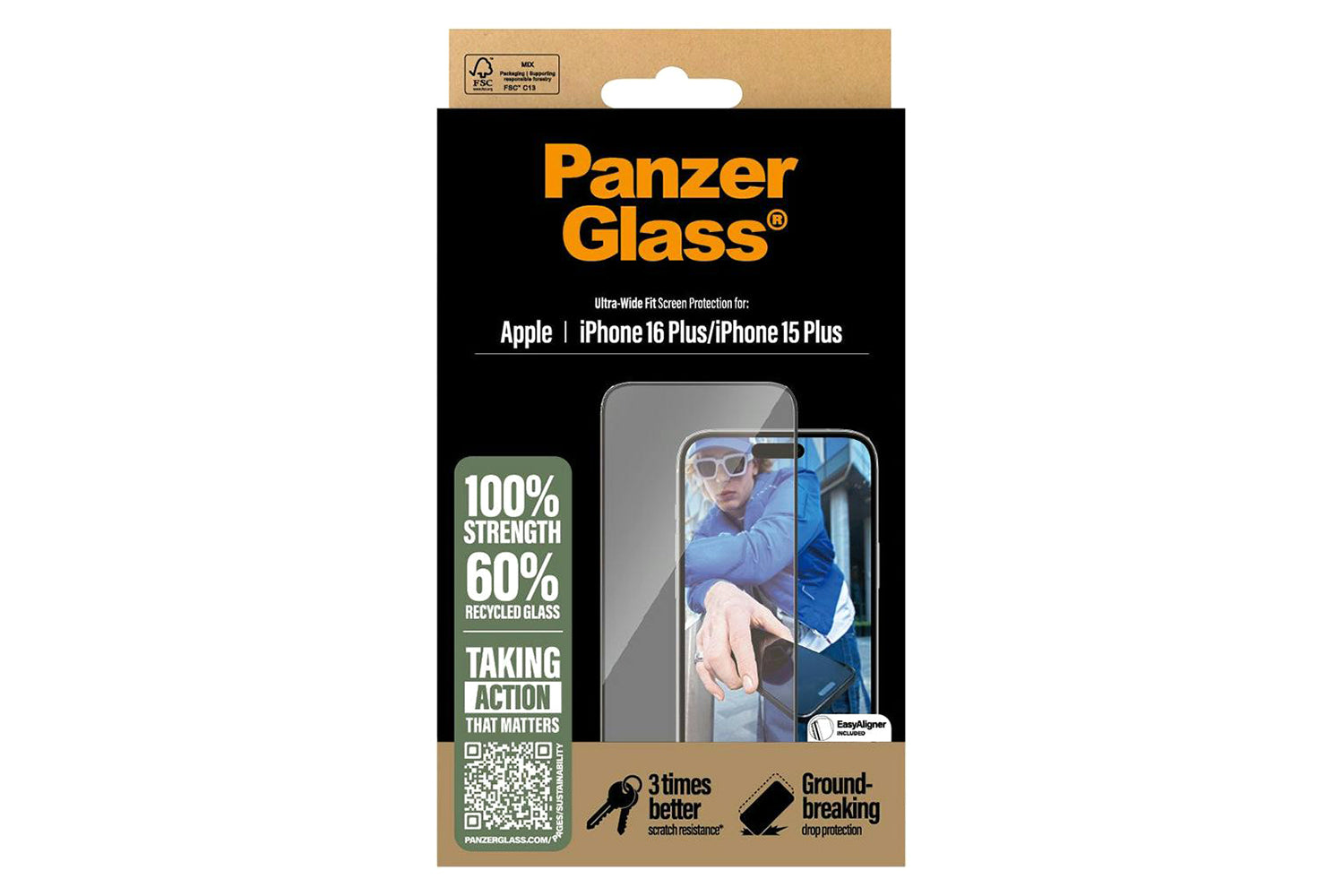 PanzerGlass iPhone 16 Plus & 15 Plus Ultra-Wide Fit Screen Protector-3