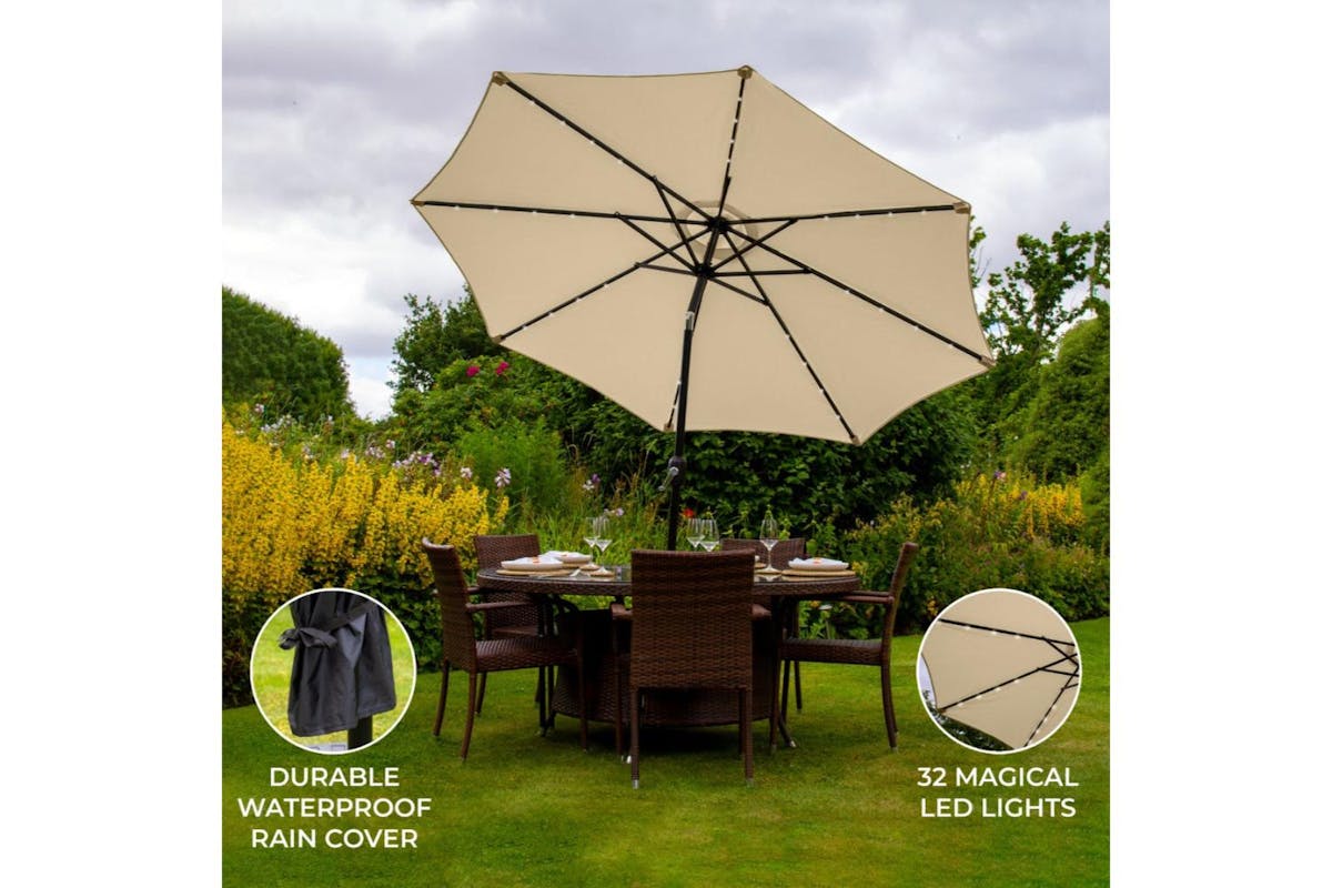 Monstershop Beautiful LED Tilt Parasol | Beige-10