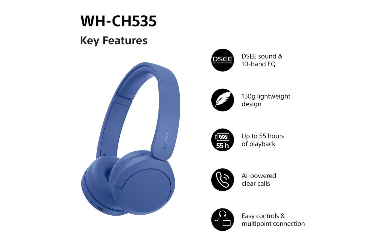Sony WH-CH535 Wireless Bluetooth Headphones | Cobalt-2