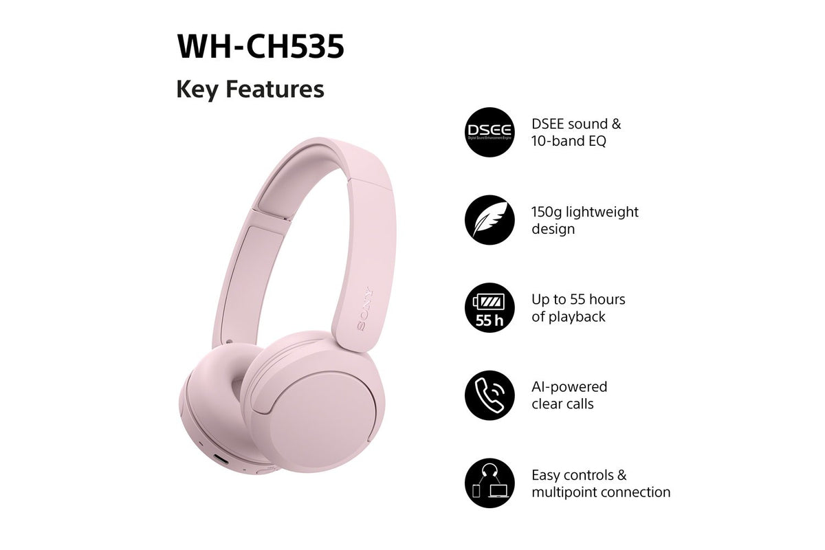 Sony WH-CH535 Wireless Bluetooth Headphones | Pink-2