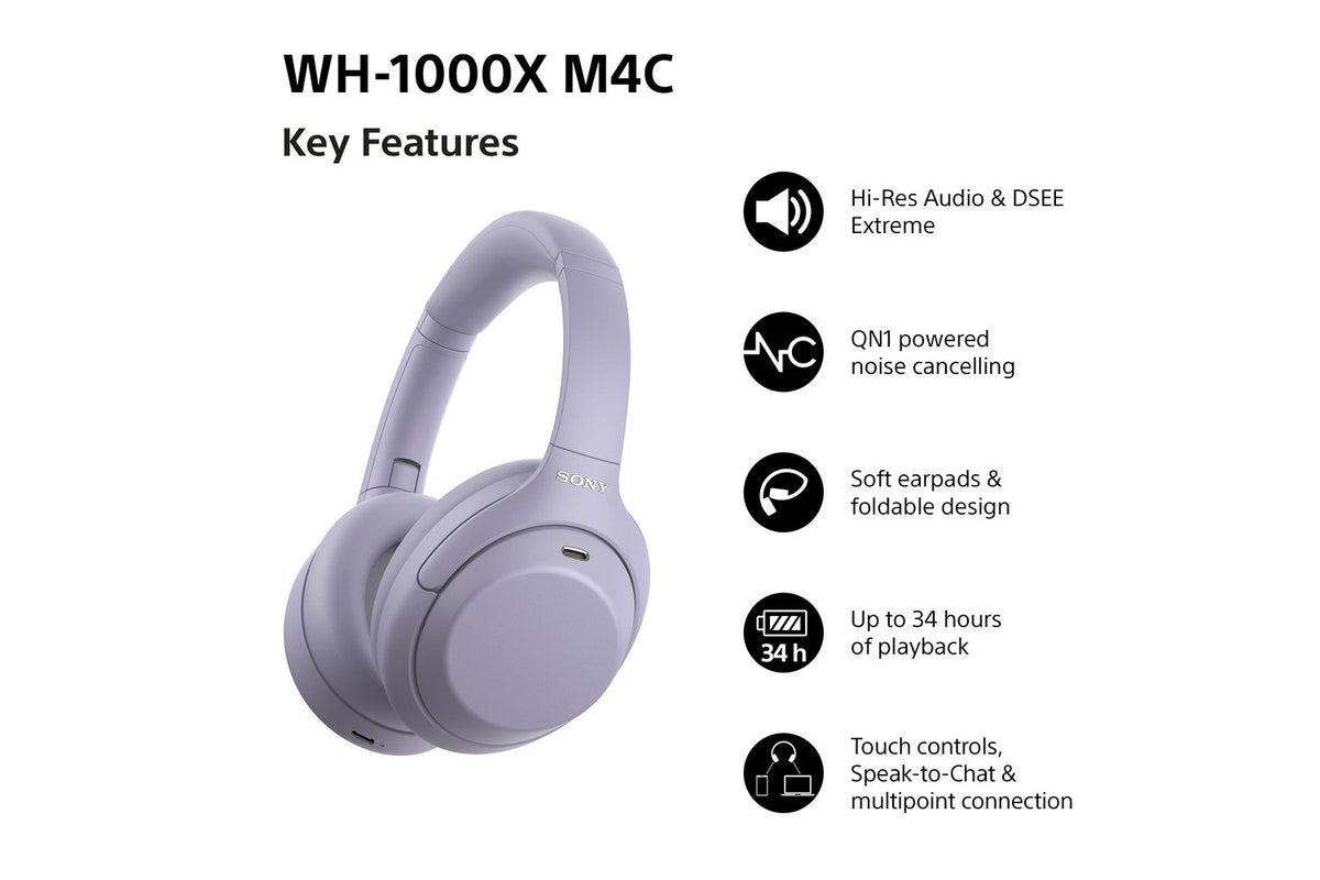 Sony WH-1000XM4C Noise Cancelling Wireless Over Ear Headphones | Lavander-2