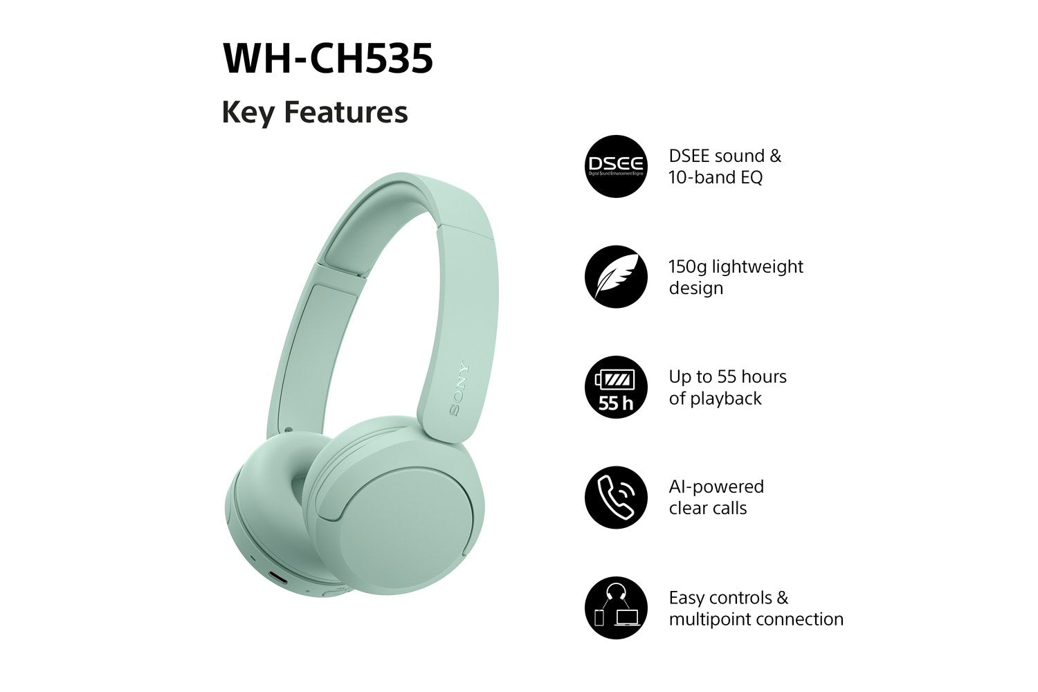 Sony WH-CH535 Wireless Bluetooth Headphones | Mint-2