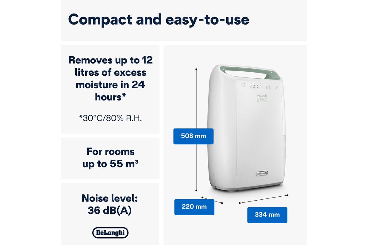 DeLonghi Tasciugo AriaDry 12L Multi Dehumidifier | DEX212SF | White-2