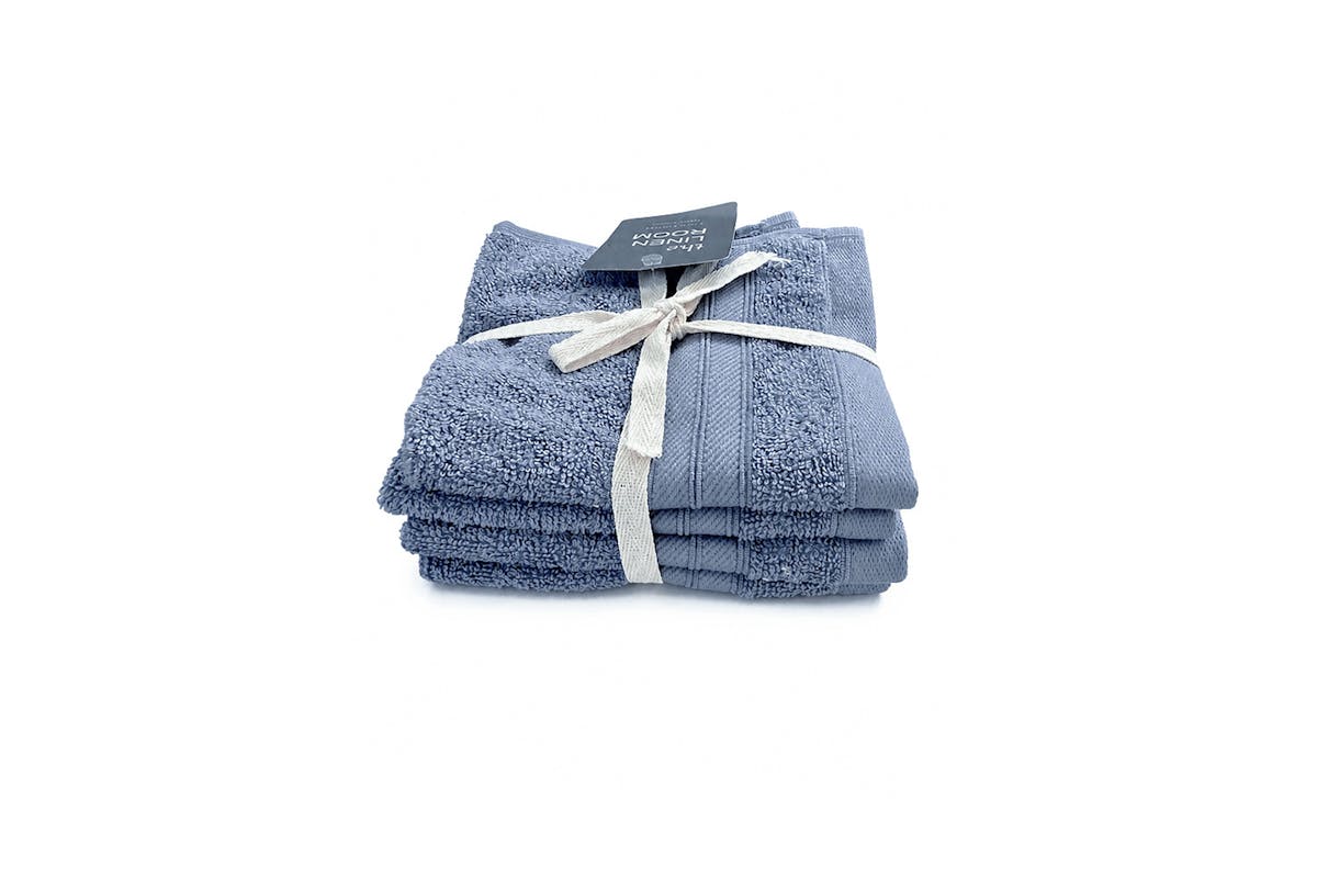 Cotton Terry Face Towel | 4 Pack | Denim-2