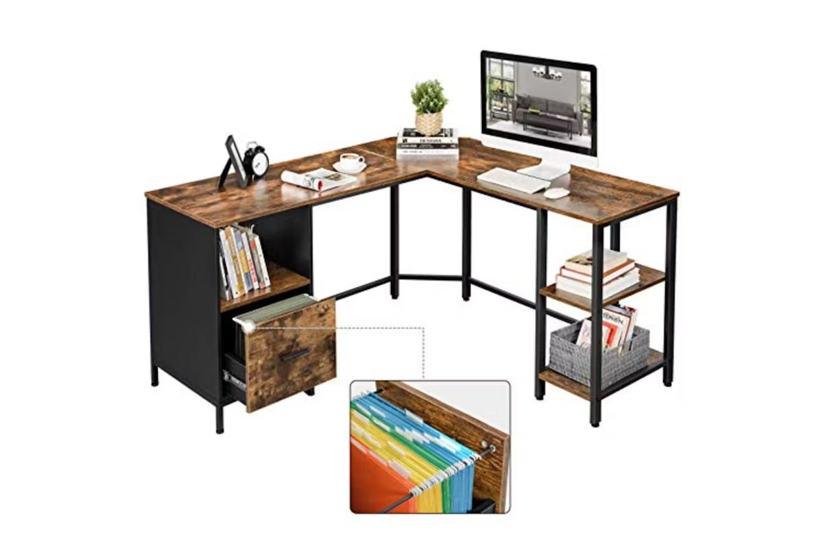 Vasagle L-Shaped Computer Desk | Rustic Brown/Black [Ex-Display - DC250587-000078]-4