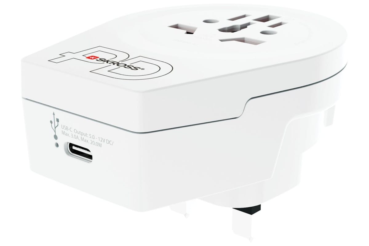 Skross C20PD 1 x USB-C World to UK Travel Adapter | White-3