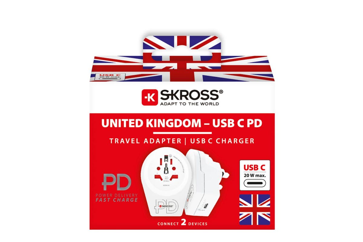 Skross C20PD 1 x USB-C World to UK Travel Adapter | White-7
