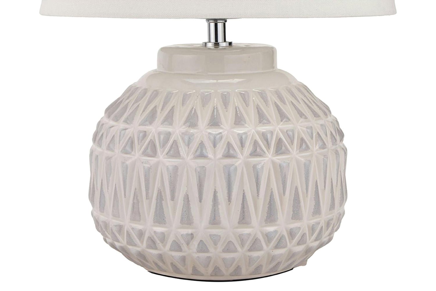 Aztec Ceramic Table Lamp | Beige & White-2
