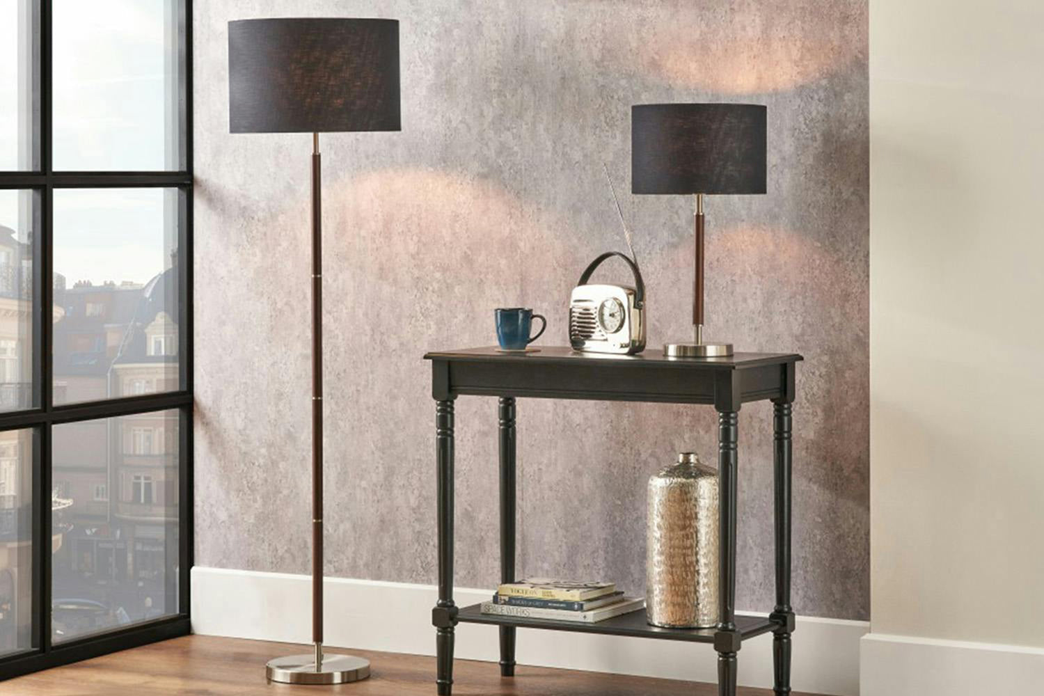 Gianni Table Lamp | Silver/Wood Effect-2