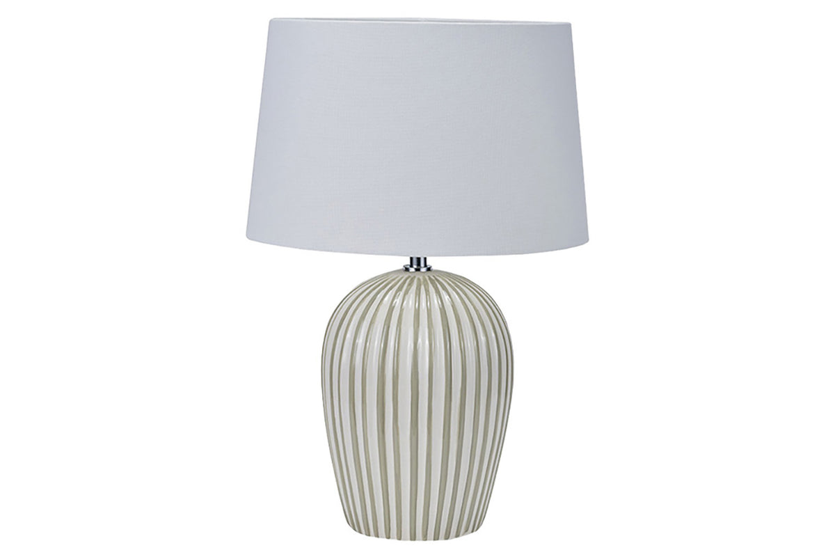 Stripe Ceramic Table Lamp | Sage/White