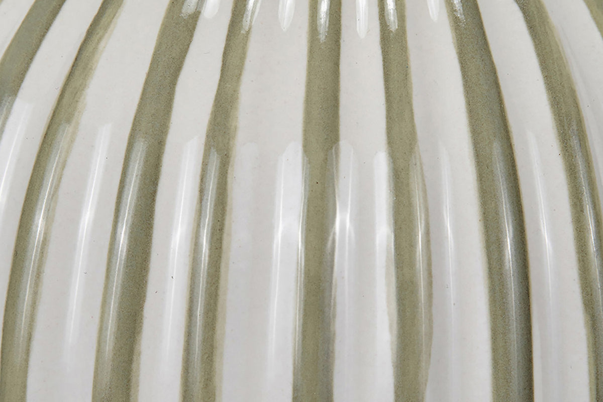 Stripe Ceramic Table Lamp | Sage/White-4