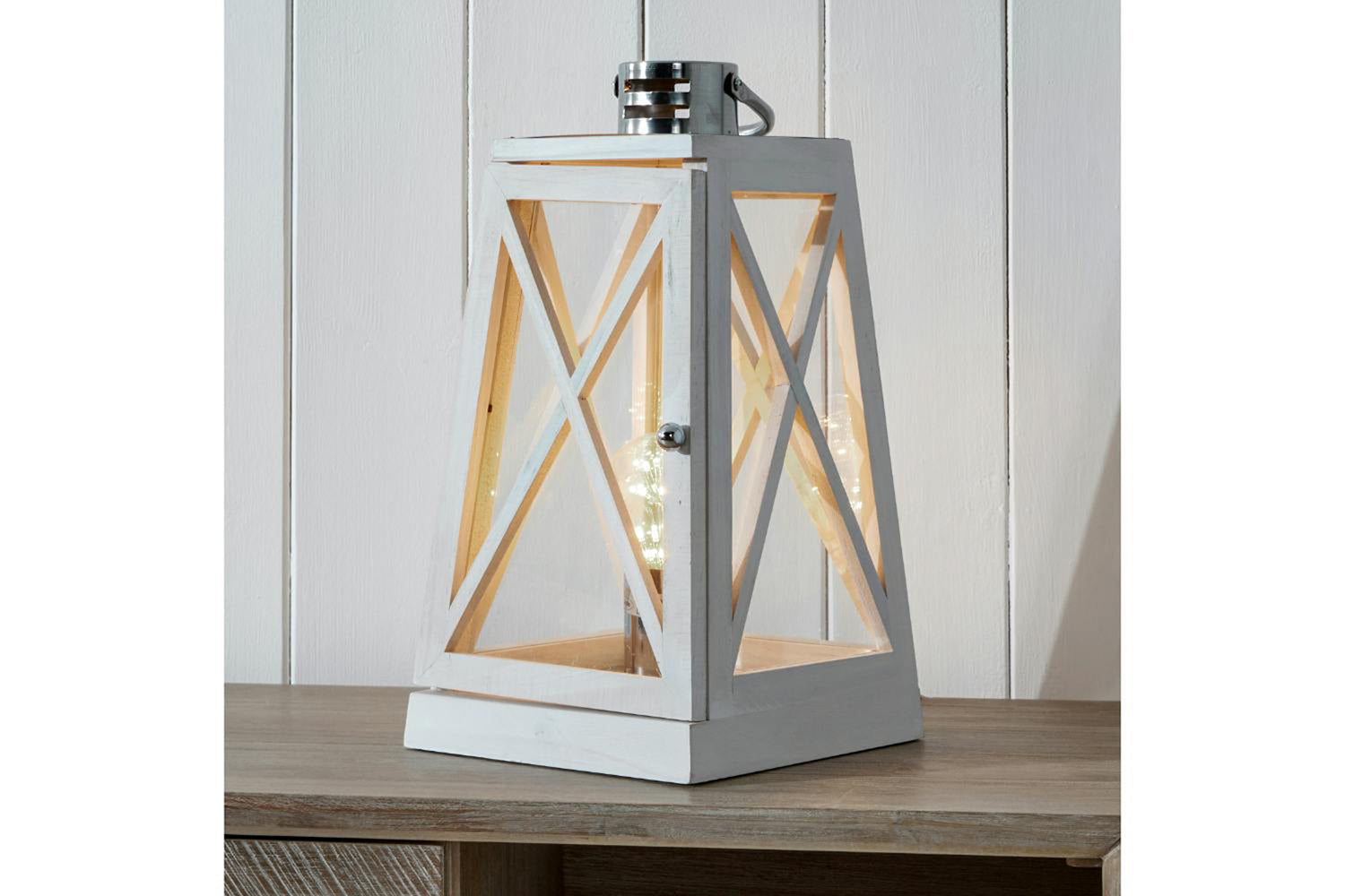 Lantern Table Lamp | White Wash-2