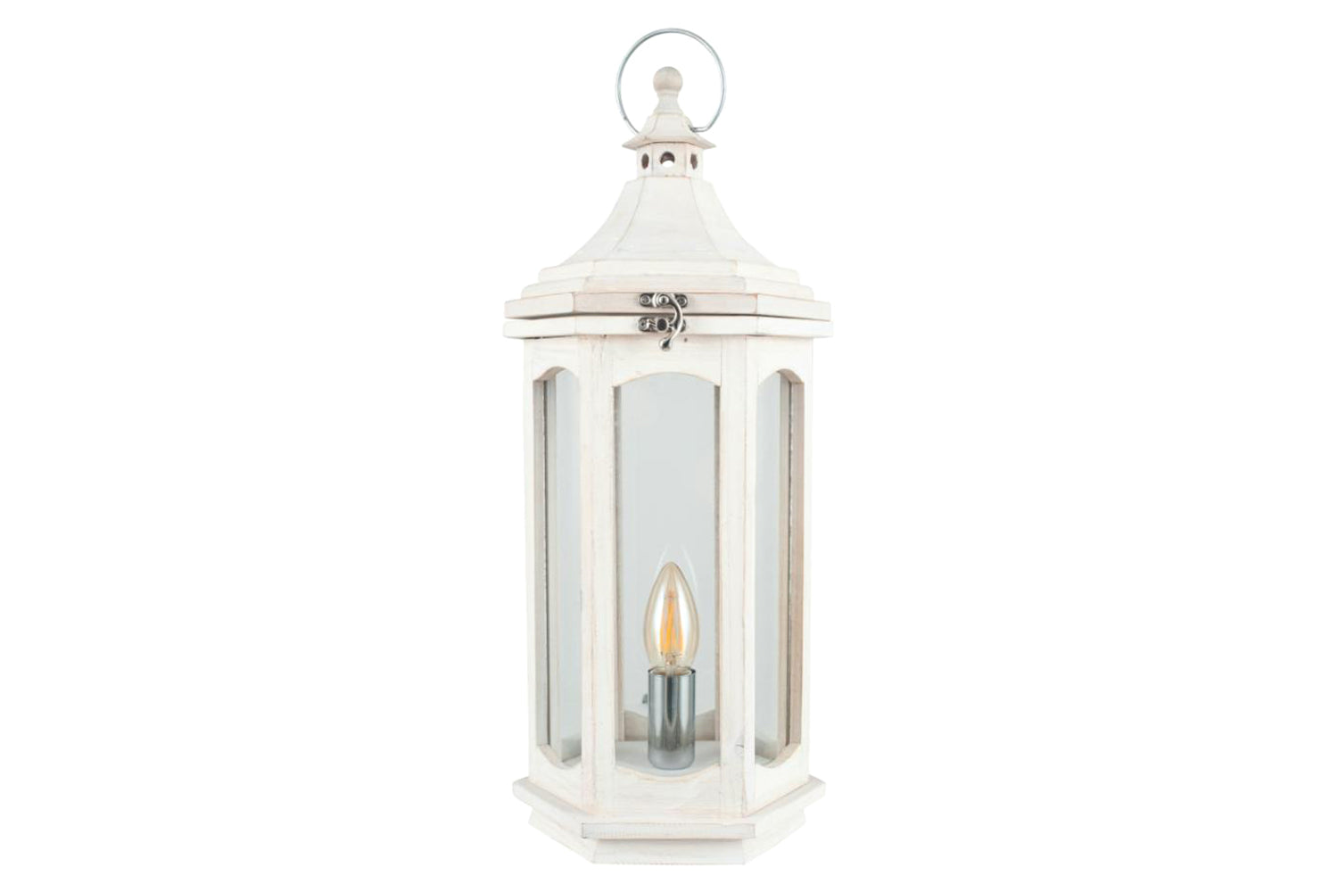Lantern Table Lamp | White Wash