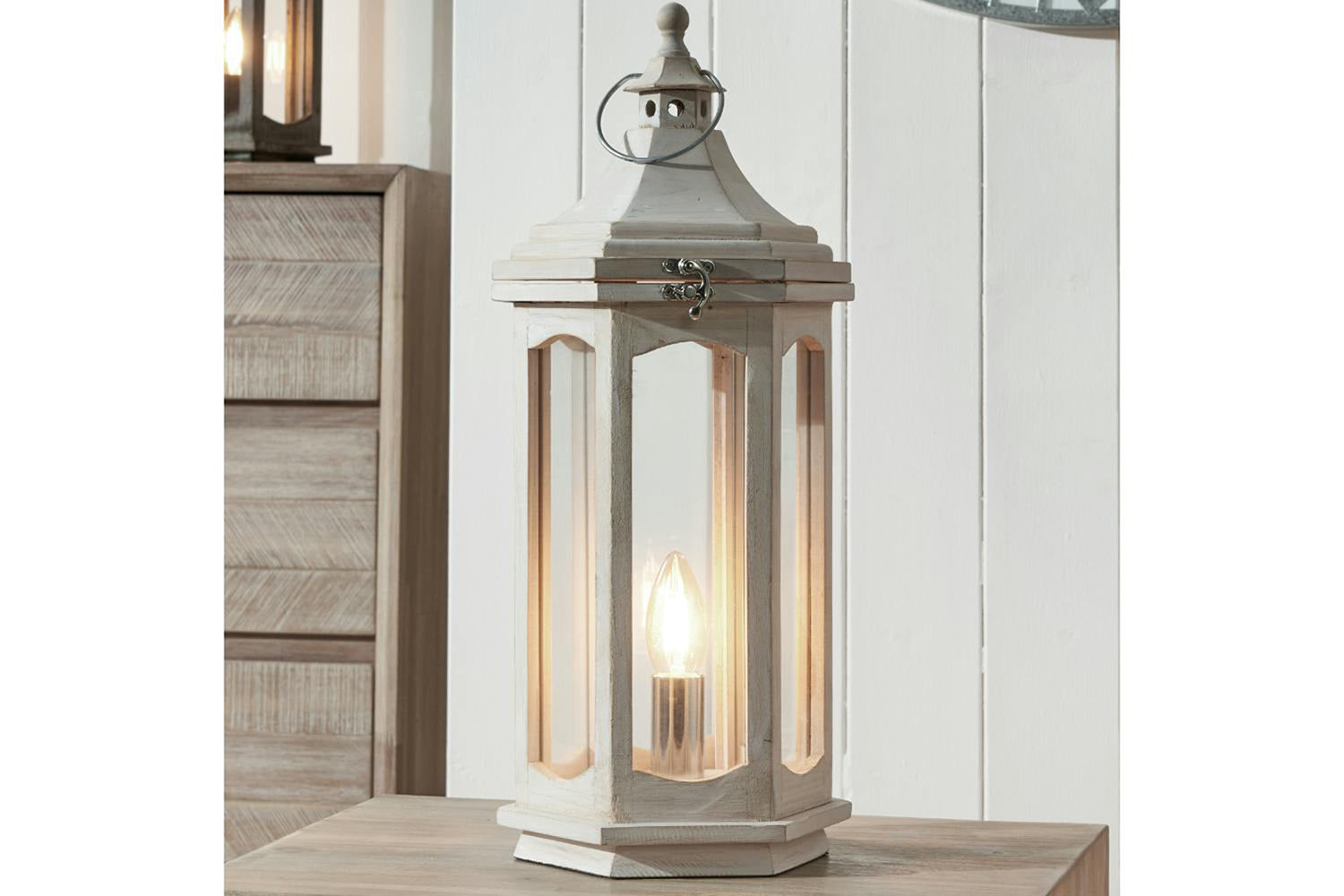 Lantern Table Lamp | White Wash-2