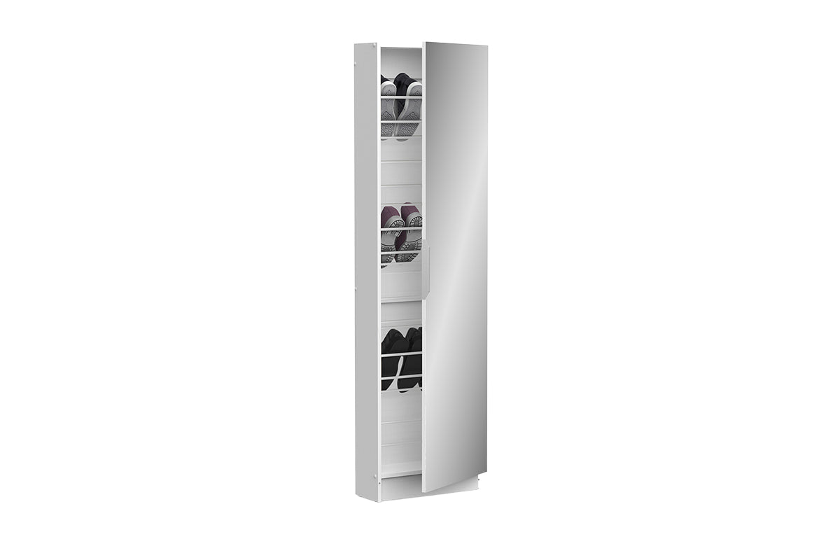 Blokty Shoe Storage Cabinet with Mirrored Door | White-6