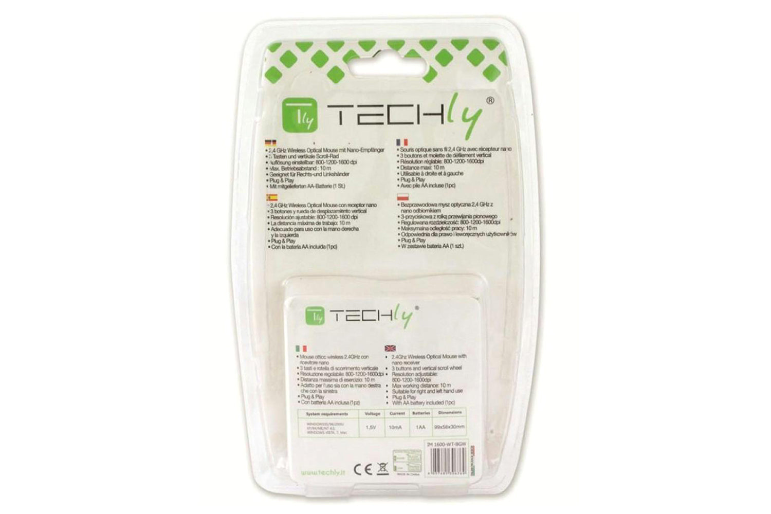 Techly Optical Wireless Mouse | Black/Green-4