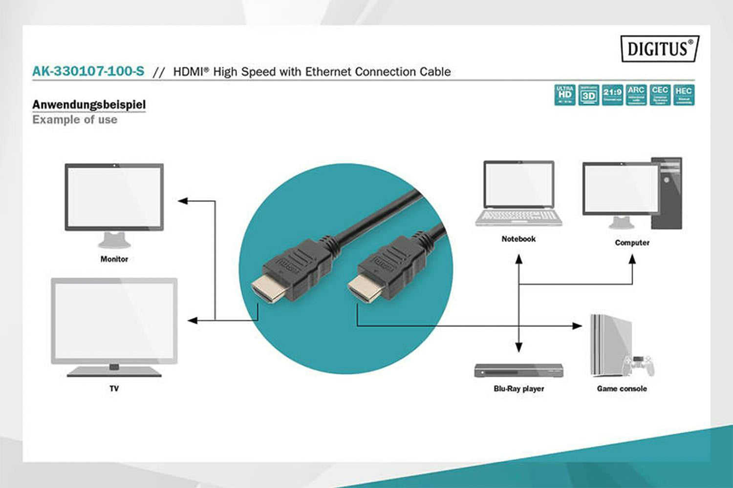Digitus HDMI High Speed with Ethernet Connection Cable | 10m-4