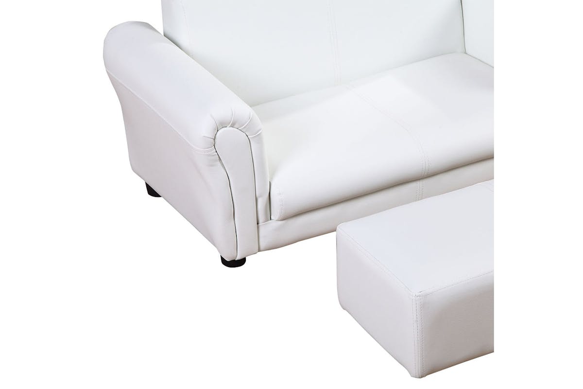 Homcom 2 Seater Childrens Sofa Chair with Footstool | White-7