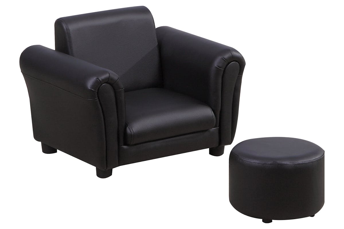 Homcom Childrens Armchair with Footstool | Black