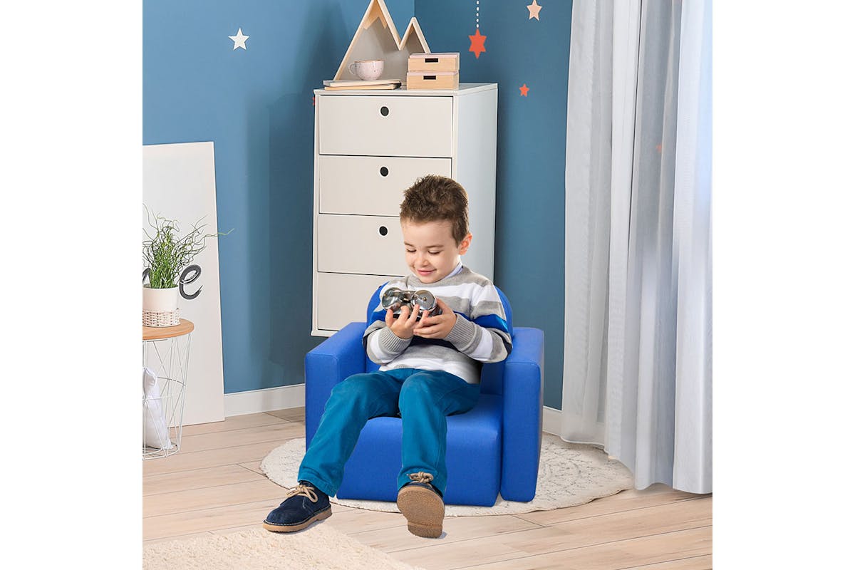 Homcom 3 in 1 Table Chair Toddlercouch Childrens Sofa Set | Blue-2