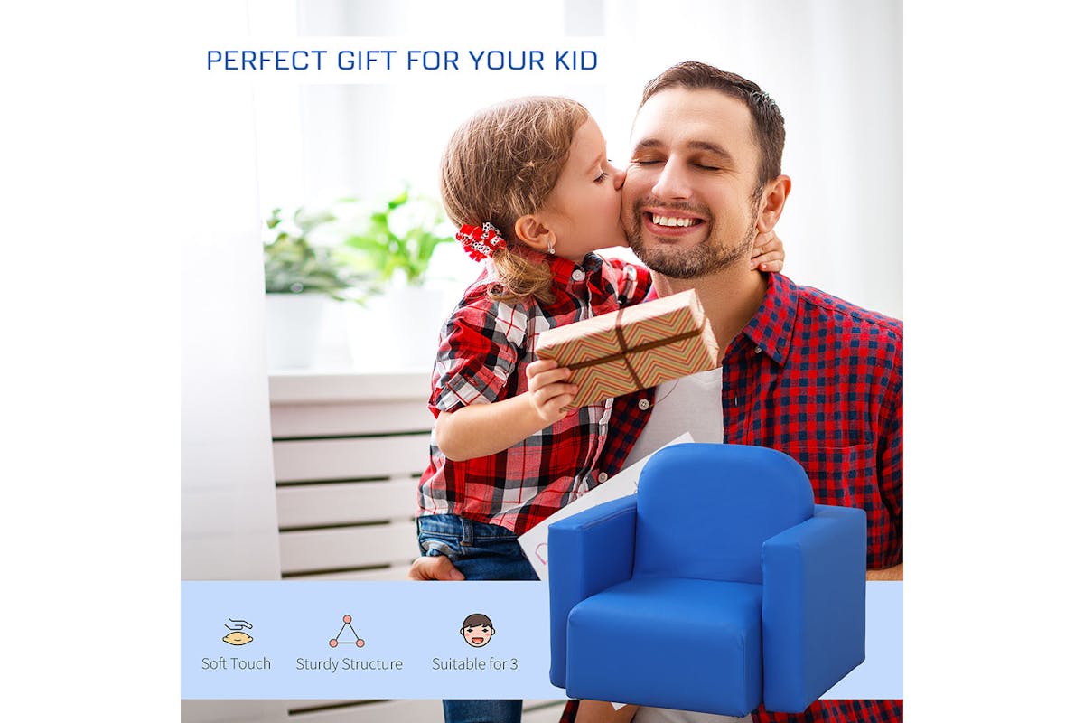 Homcom 3 in 1 Table Chair Toddlercouch Childrens Sofa Set | Blue-5