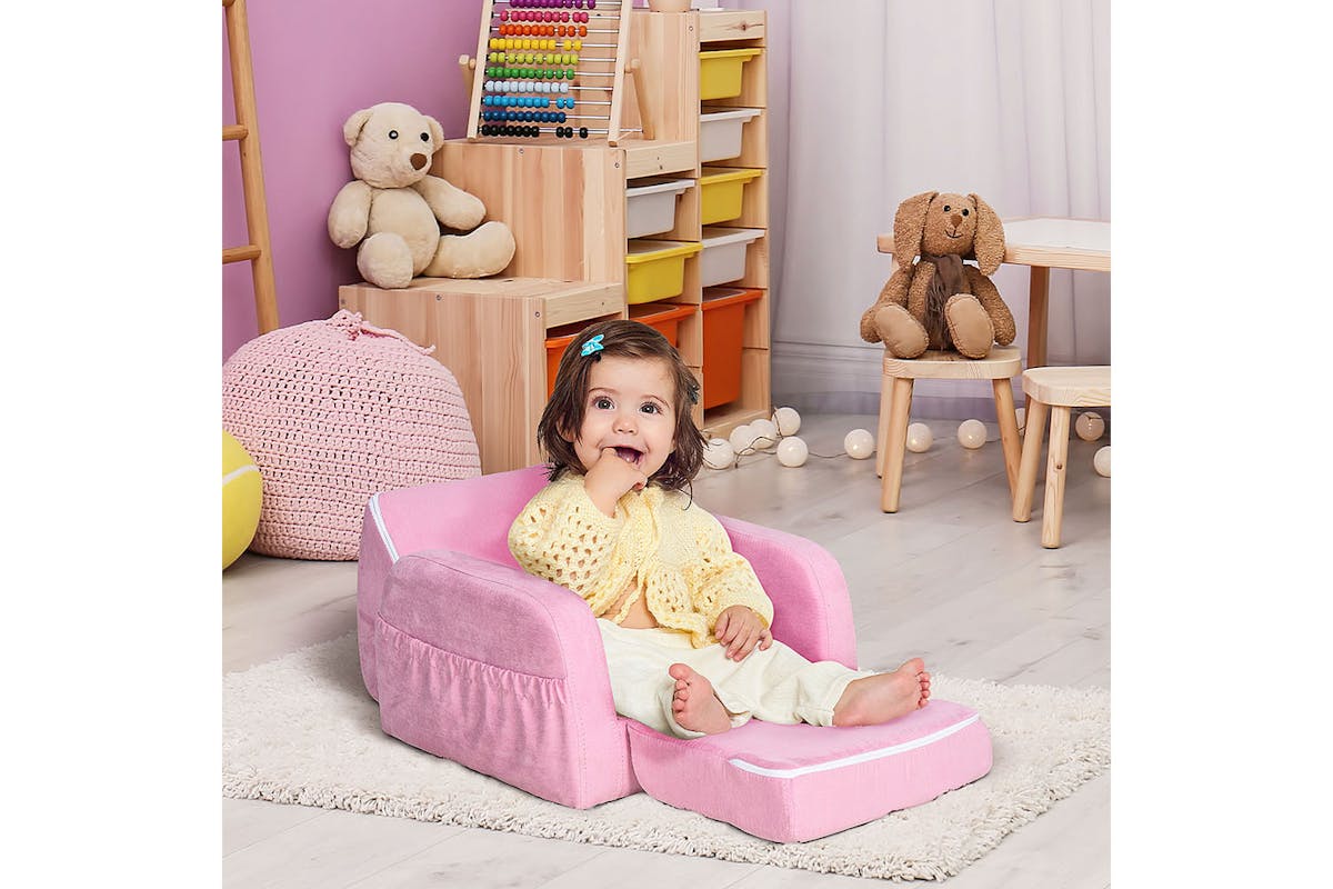 Homcom 2-in-1 Armchairs Kids Sofa | Pink-2