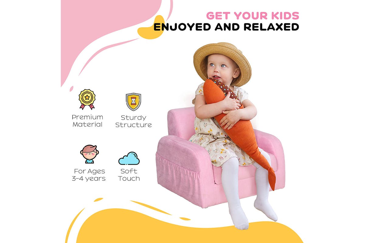 Homcom 2-in-1 Armchairs Kids Sofa | Pink-3