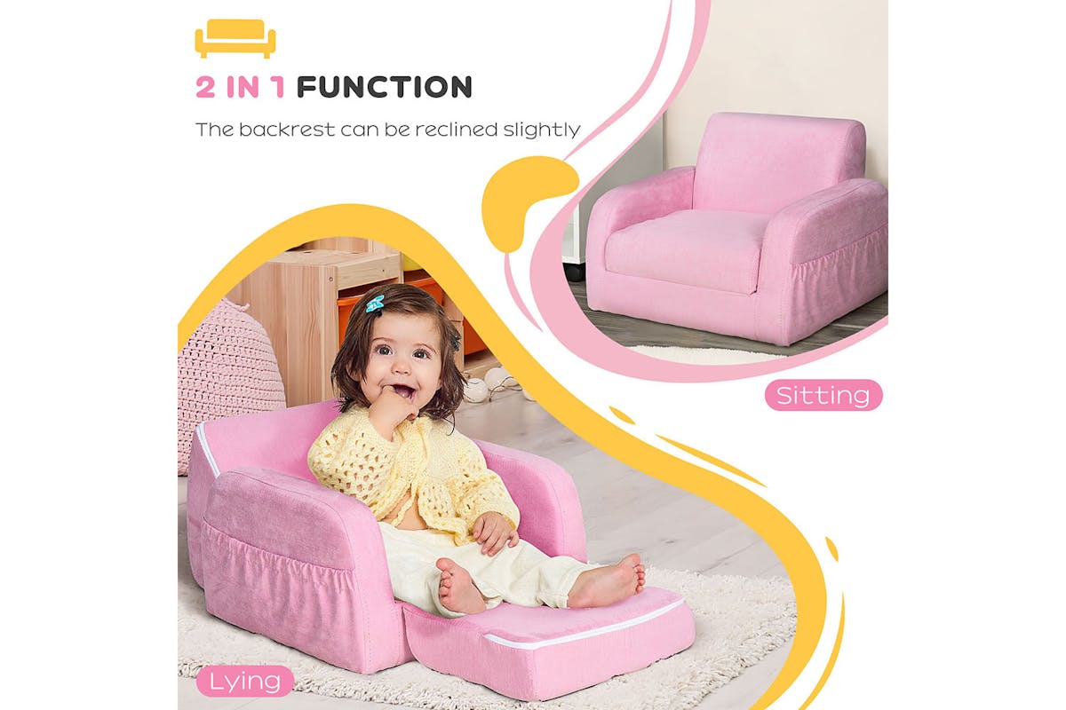 Homcom 2-in-1 Armchairs Kids Sofa | Pink-4