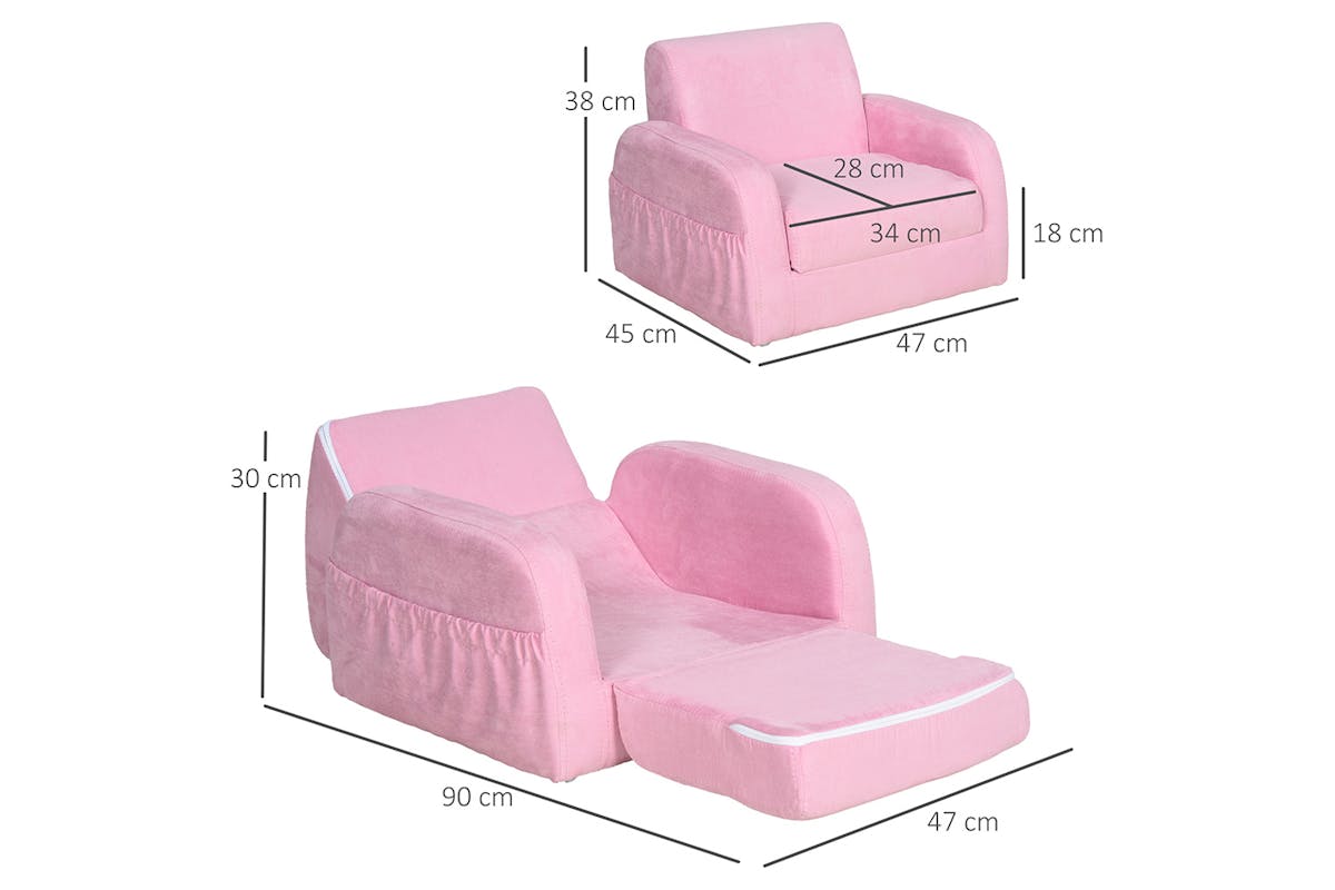 Homcom 2-in-1 Armchairs Kids Sofa | Pink-5