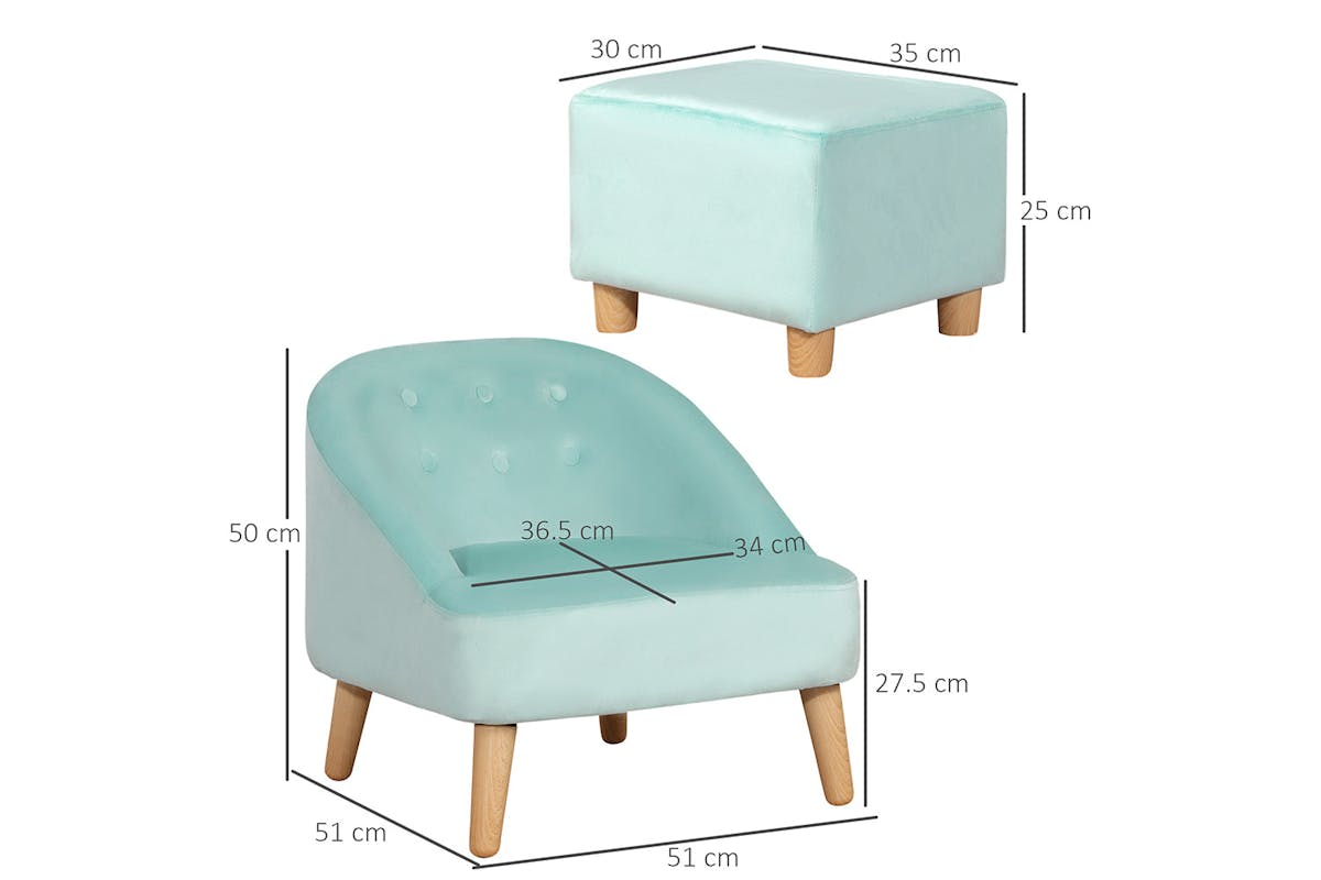 Homcom Childrens Armchair with Footrest | Blue-8