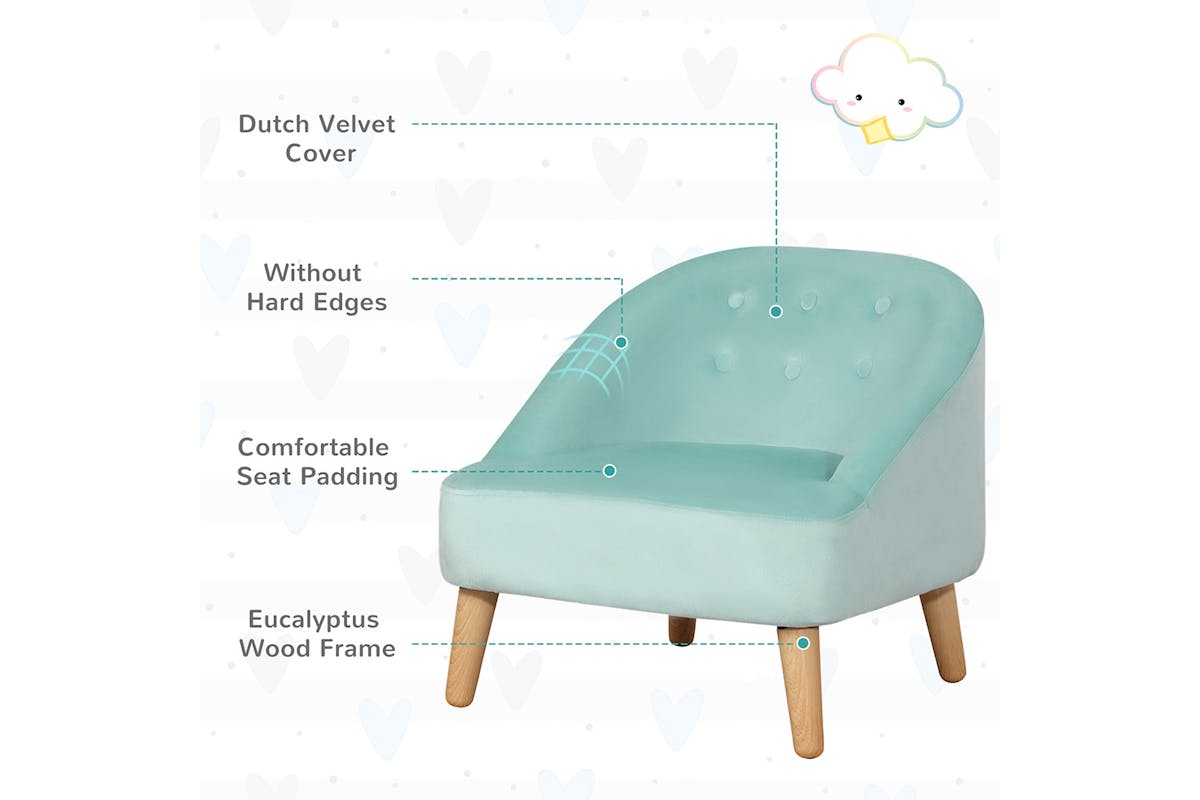 Homcom Childrens Armchair with Footrest | Blue-6