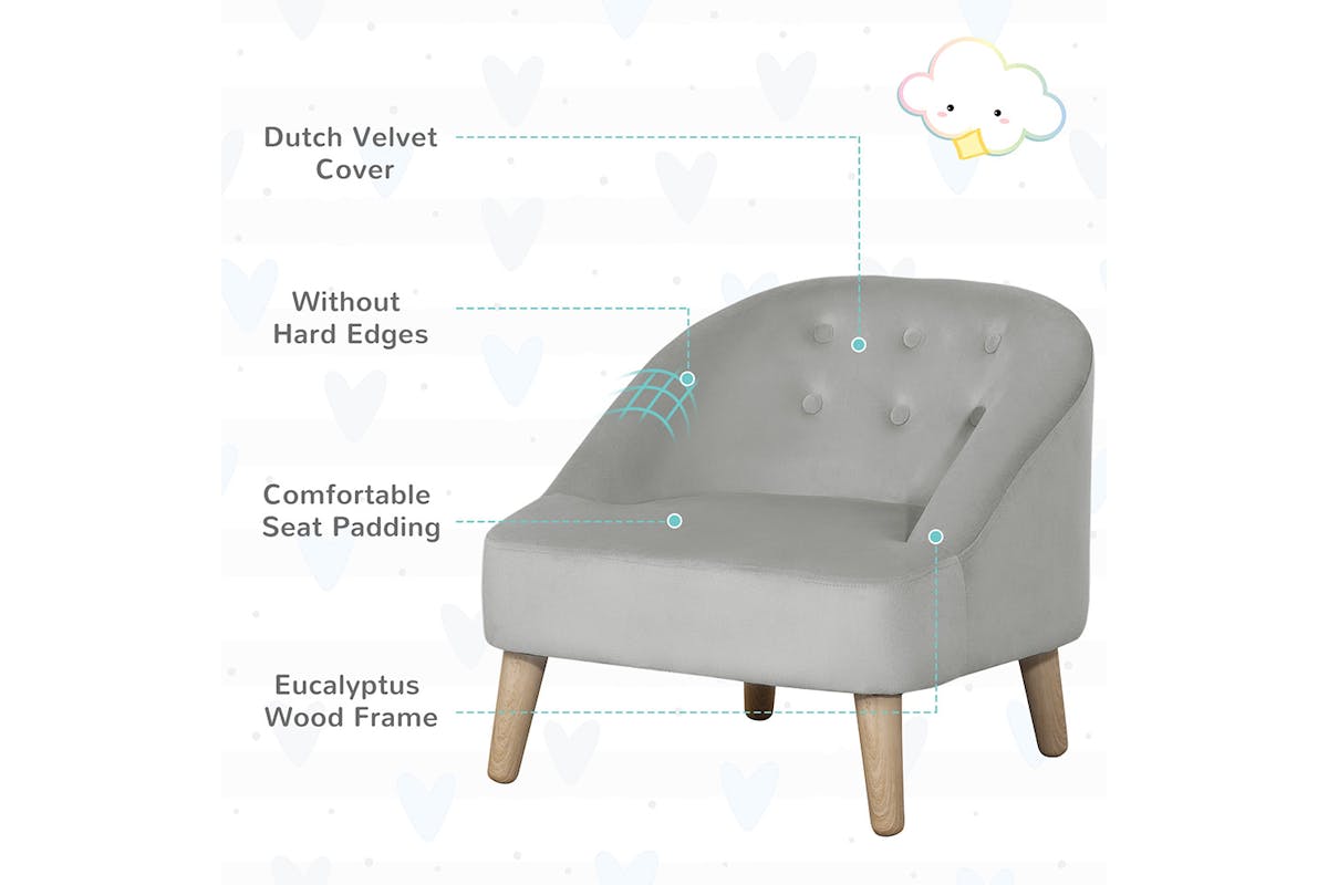 Homcom Children's Armchair with Footstool | Grey-4