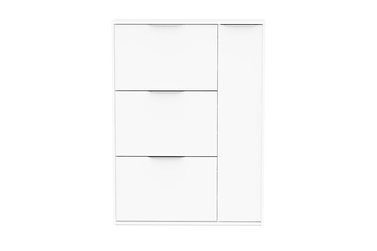 Ghost Shoe Storage Cabinet | 1 Door + 3 Compartments | White