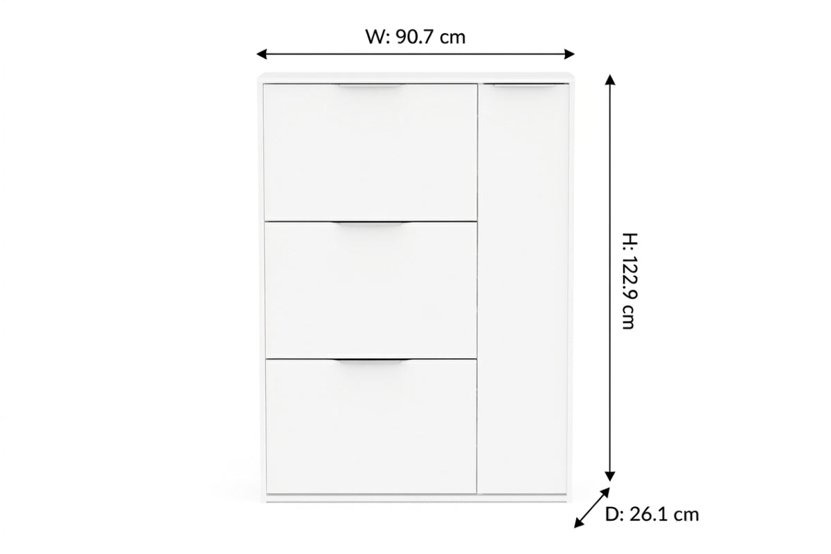 Ghost Shoe Storage Cabinet | 1 Door + 3 Compartments | White-3