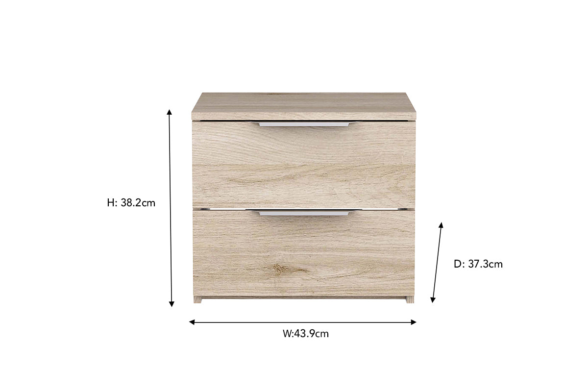 Ghost Bedside Locker | 2 Drawer | Oak Effect-2